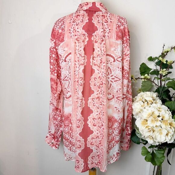 ANTHROPOLOGIE | The Romy Relaxed Button Down | Pilcro | Large | Red Shirt - Picture 7 of 10